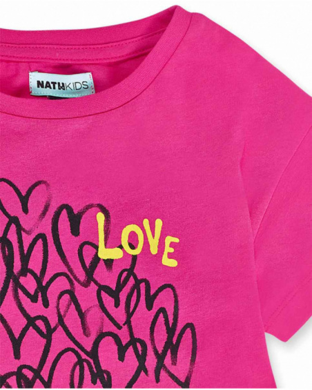 Vestido de malha fúcsia para menina Rebel Girl