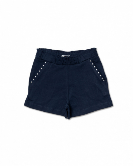 Leonor shorts de malha azul marinho para menina Basics Girl