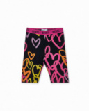 Leggings de ciclismo pretas estampadas para menina Rebel Girl