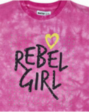T-shirt de malha fúcsia para menina Rebel Girl