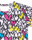 T-shirt de malha estampada branca para menina Rebel Girl