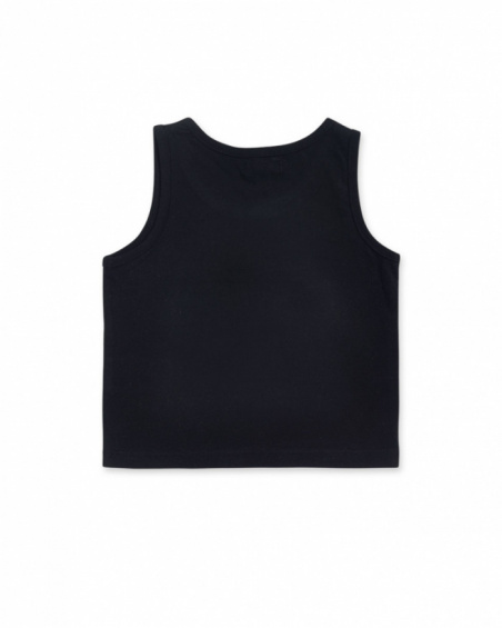 Regata em jersey preto para menina Rebel Girl