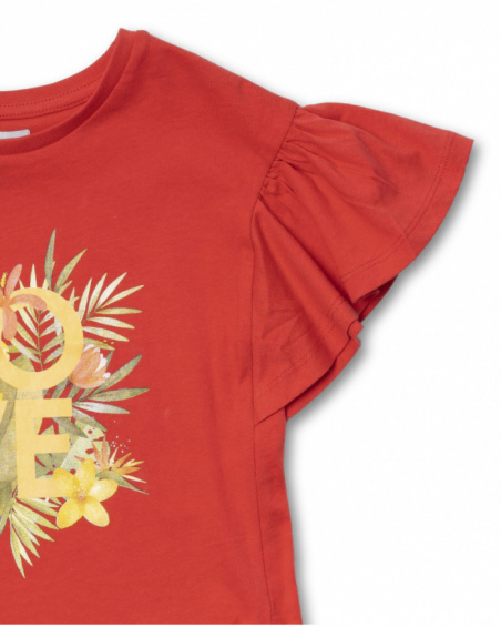 T-shirt jersey laranja para menina Oasis