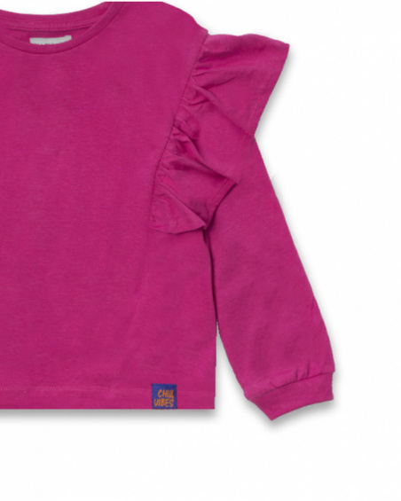 T-shirt comprida em jersey lilás para menina Full Bloom