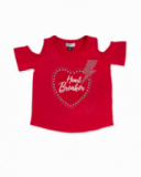 T-shirt de malha vermelha para menina Bad influencer