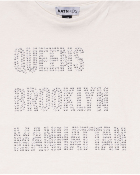 T-shirt malha branca para menina One day in NYC