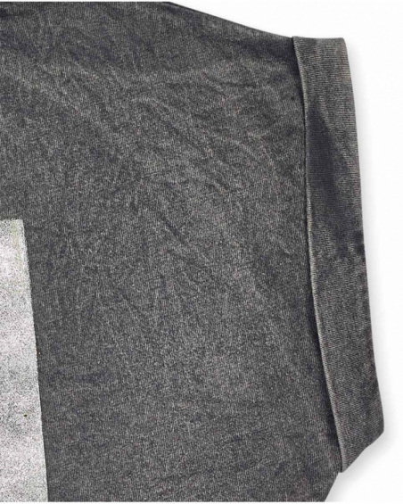 T-shirt de malha cinza para menina One day in NYC