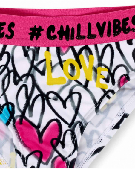 Biquíni estampado branco para menina Rebel Girl