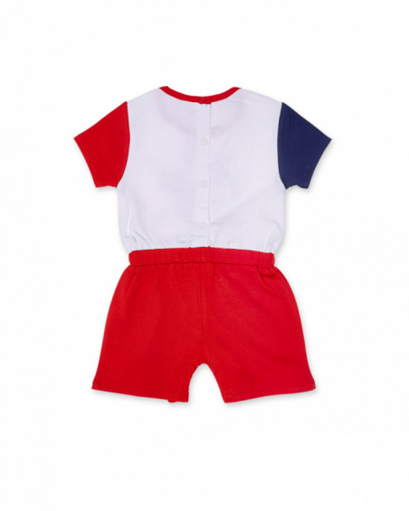 Macacão de malha branco vermelho para menino Blub