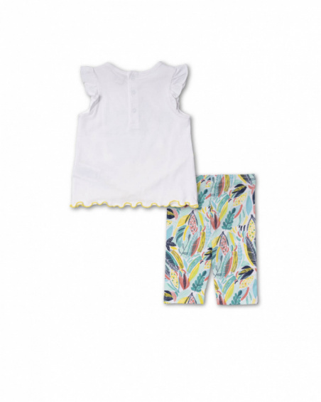 Conjunto estampado em malha branca para menina Treasure Island