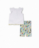 Conjunto estampado em malha branca para menina Treasure Island