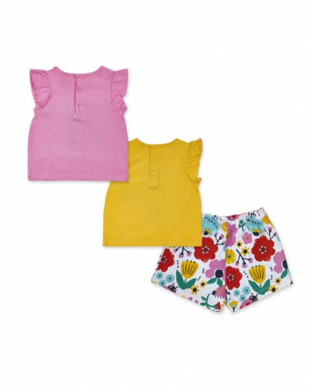 Conjunto tricô rosa e amarelo para menina Tiny Critters