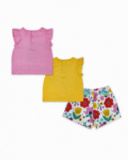 Conjunto tricô rosa e amarelo para menina Tiny Critters