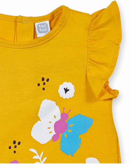 Conjunto tricô rosa e amarelo para menina Tiny Critters