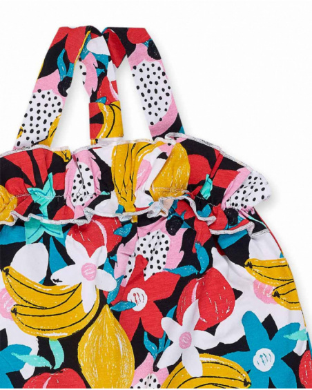 T-shirt em malha preta para menina Juicy