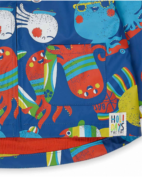 Trench coat azul para férias de menino