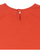 T-shirt de malha vermelha bordada para menina Férias