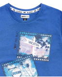 T-shirt comprida em jersey azul para menino The coast