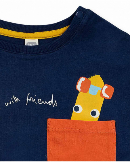 T-shirt azul de tricô para menino Park Life