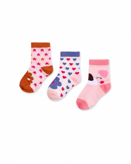 Conjunto de 3 meias coloridas para menina Happy Cookies