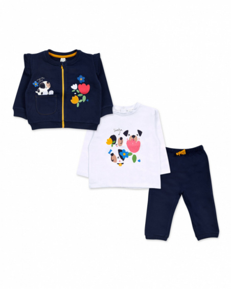 Conjunto de pelúcia em malha azul para menina Pugs Life Conjunto de pelúcia em malha azul para menina Pugs Life