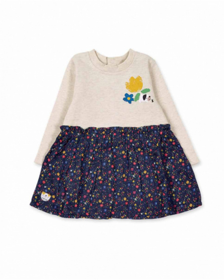 Vestido liso bege plush para menina Pugs Life Vestido liso bege plush para menina Pugs Life