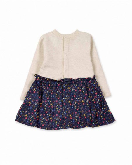 Vestido liso bege plush para menina Pugs Life Vestido liso bege plush para menina Pugs Life