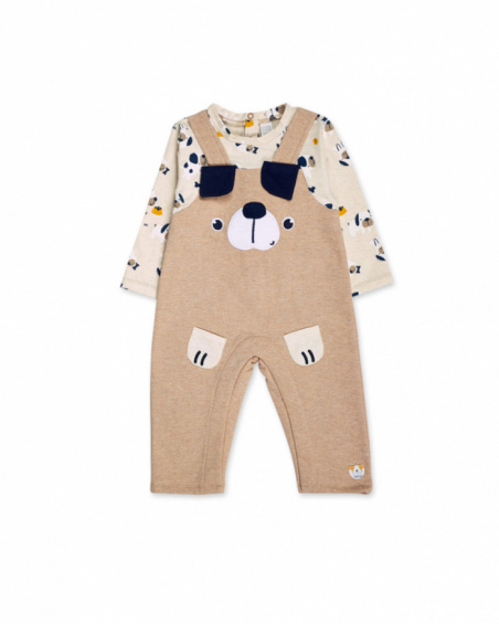 Macacão plush bege para menino Pugs Life Macacão plush bege para menino Pugs Life