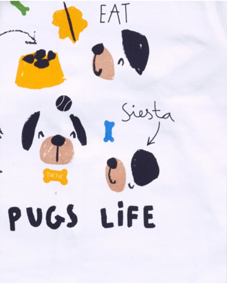 Conjunto de pelúcia tricotado Pugs Life amarelo para menino