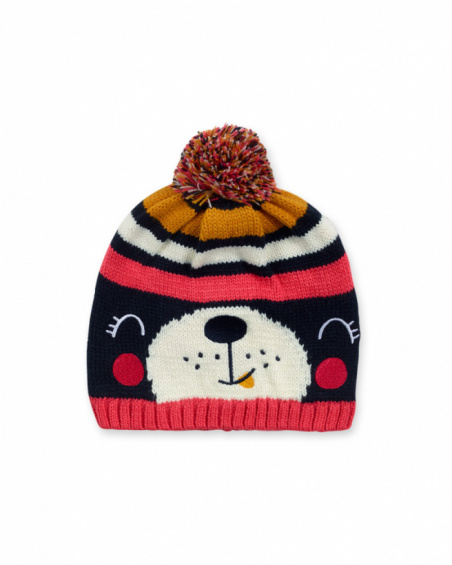 Chapéu de tricô azul Pugs Life para menina Chapéu de tricô azul Pugs Life para menina
