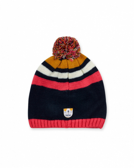 Chapéu de tricô azul Pugs Life para menina Chapéu de tricô azul Pugs Life para menina