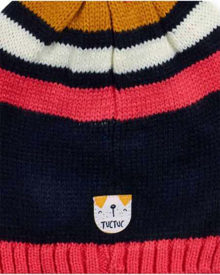 Chapéu de tricô azul Pugs Life para menina Chapéu de tricô azul Pugs Life para menina