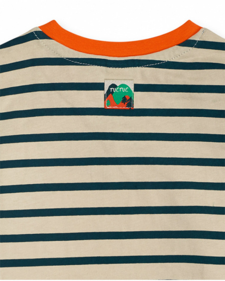T-shirt de malha verde laranja para menino Trecking Time