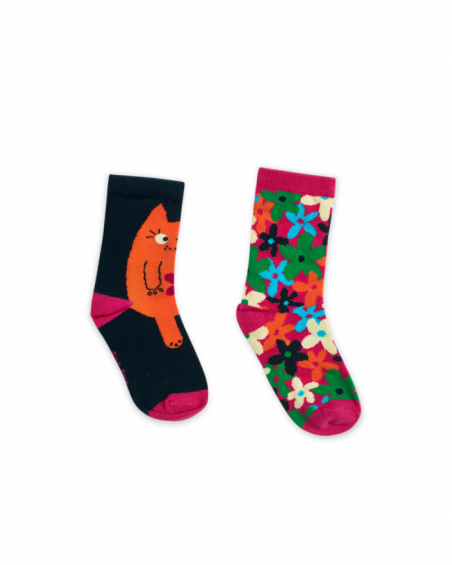 Conjunto de 2 meias estampadas para menina Trecking Time Conjunto de 2 meias estampadas para menina Trecking Time