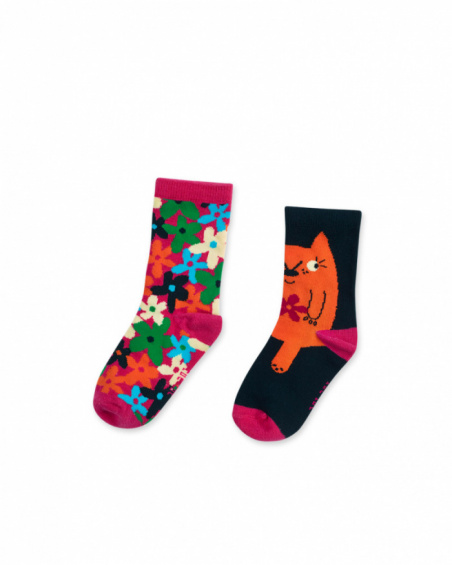 Conjunto de 2 meias estampadas para menina Trecking Time Conjunto de 2 meias estampadas para menina Trecking Time