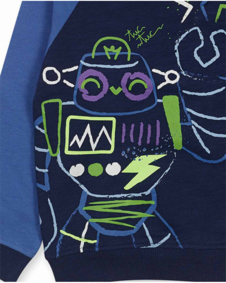 Camisola de lã azul Robot Maker para menino
