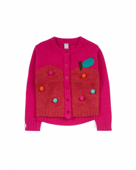 Jaqueta tricô rosa para menina Besties