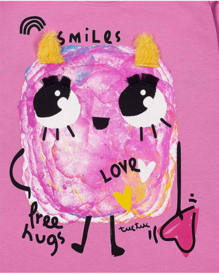 Big Hugs T-shirt rosa de malha para menina