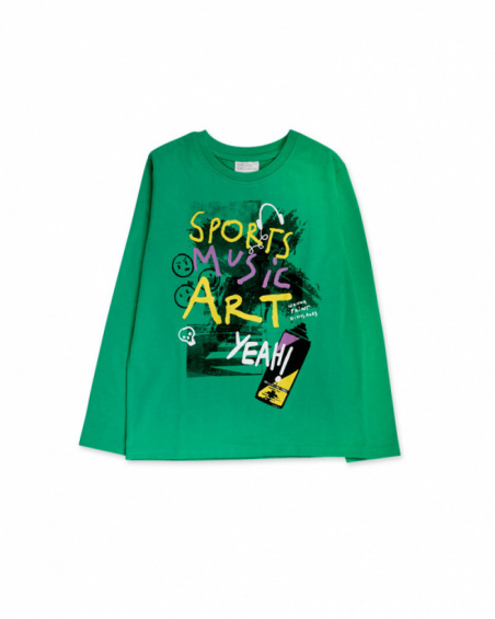 T-shirt em malha verde para menino The New Artists
