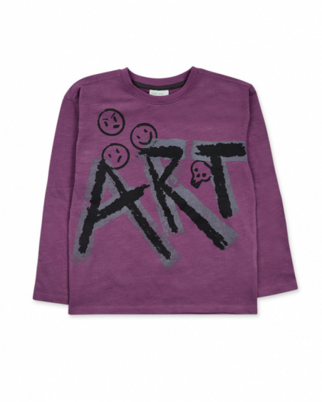 T-shirt em malha lilás para menino The New Artists