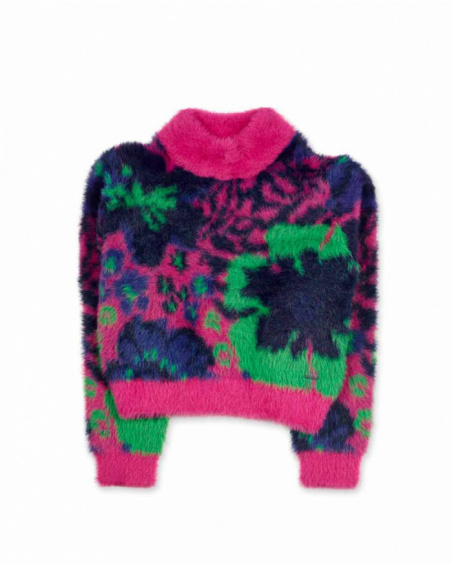 Suéter de tricô rosa para menina Wild Flower