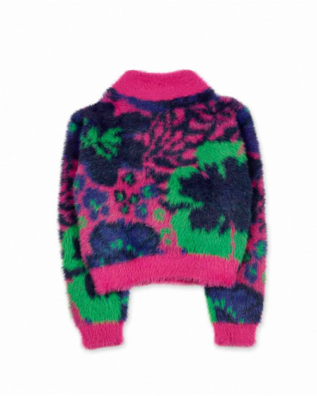 Suéter de tricô rosa para menina Wild Flower