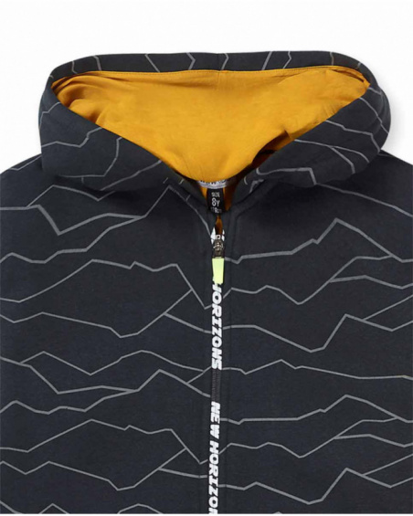 Sweatshirt de malha preta para menino New Horizons