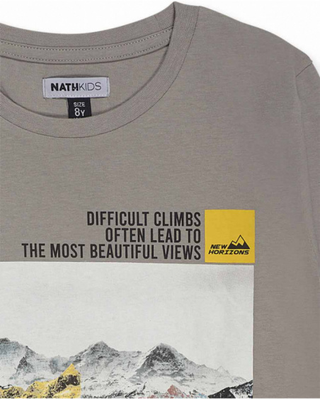T-shirt de malha cinza para menino New Horizons