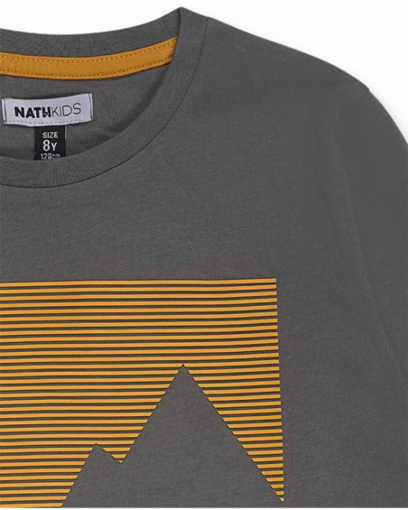 Camiseta menino de malha cinza New Horizons