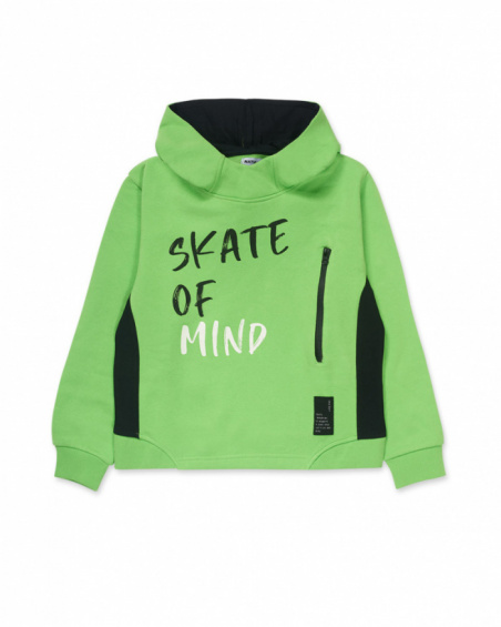 Sweatshirt de malha verde para menino SK8 PARK
