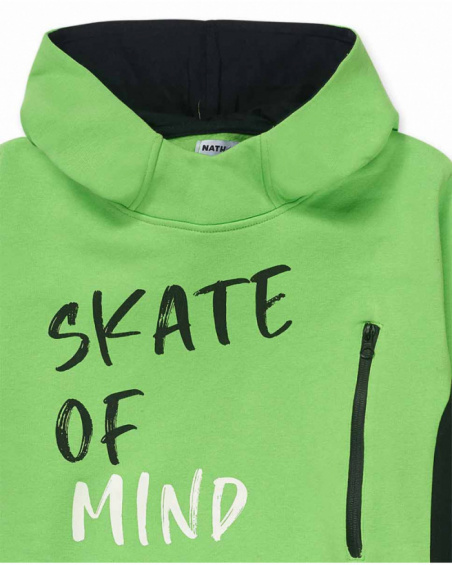 Sweatshirt de malha verde para menino SK8 PARK