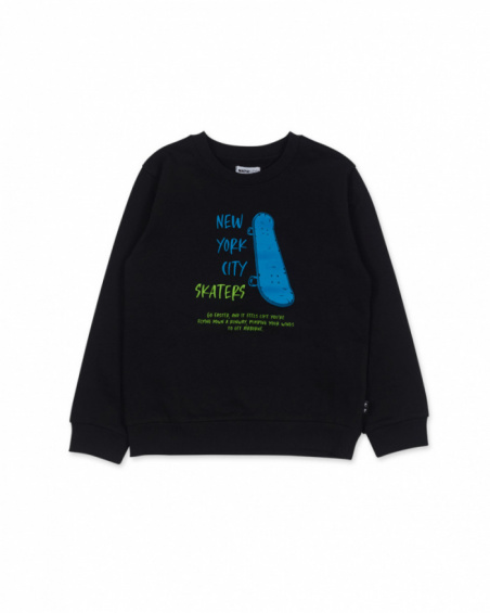 Sweatshirt de malha preta para menino SK8 Park