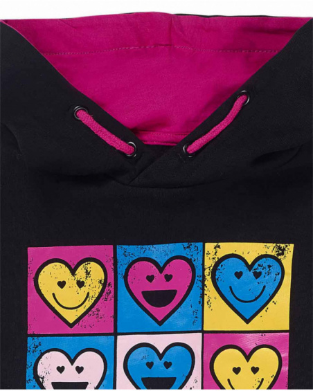 Sweatshirt de malha preta para menina The Happy World