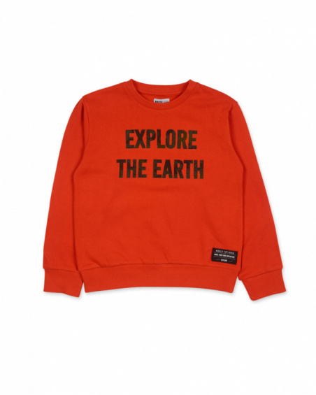 Sweatshirt de malha laranja para menino Try New Path